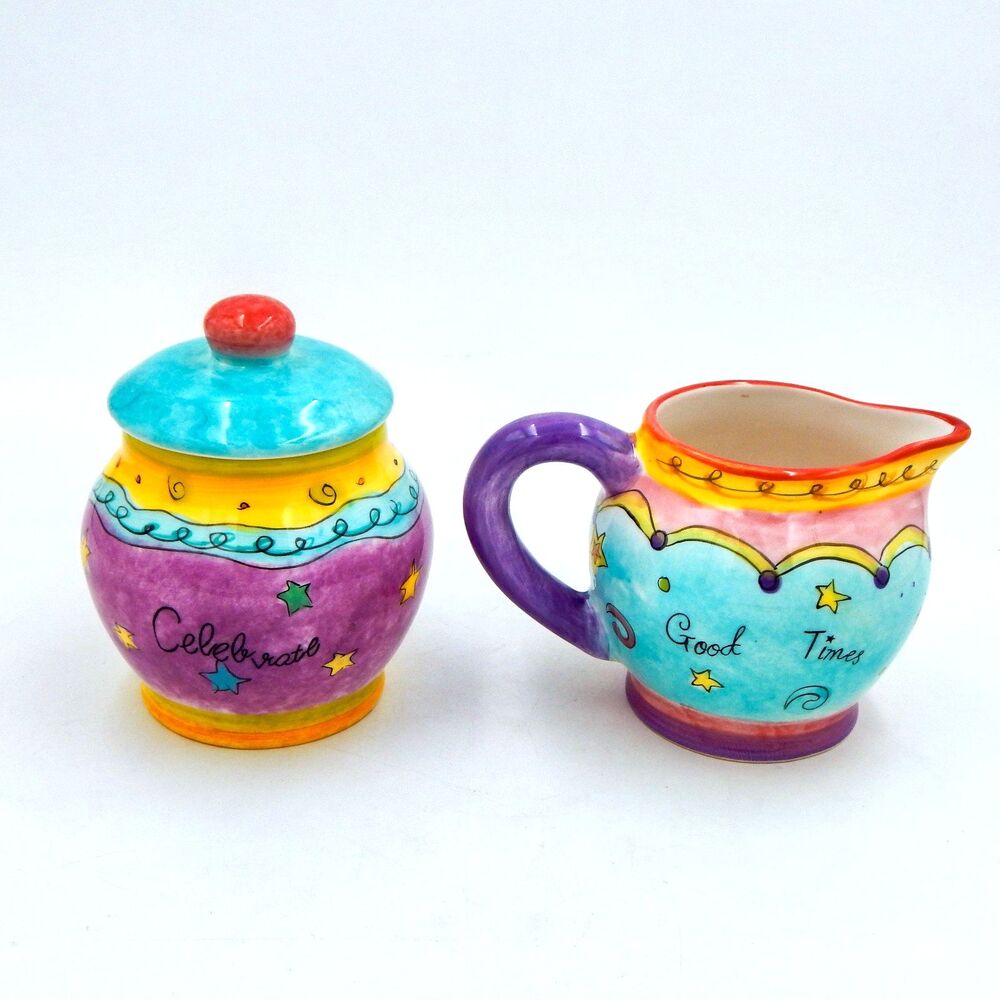 Certified International Celebrate Life Sue Zipkin Sugar & Creamer Good Times